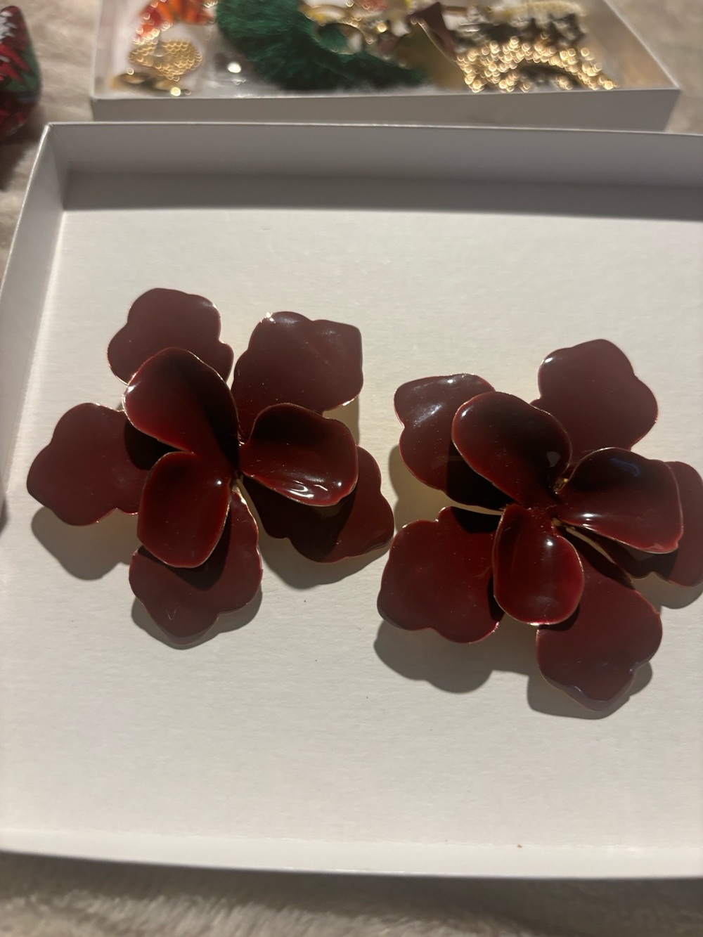 Floral Burgundy Earrings
